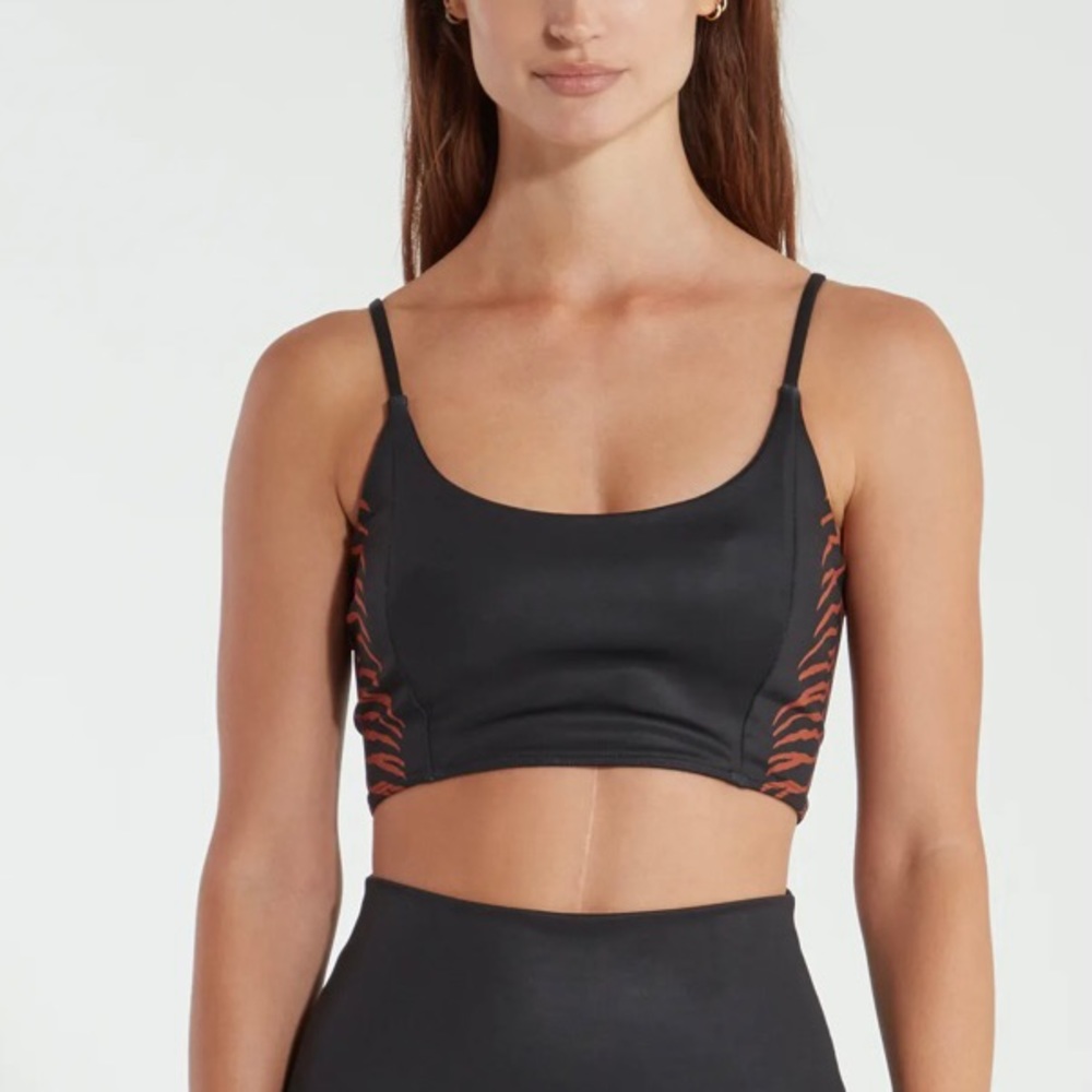 Beach Riot Tiger Inset Sports Bra Black/Brown Size Large